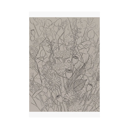 Summer Dried Flowers Minimal Line Wall Art Print | Cozy Decor