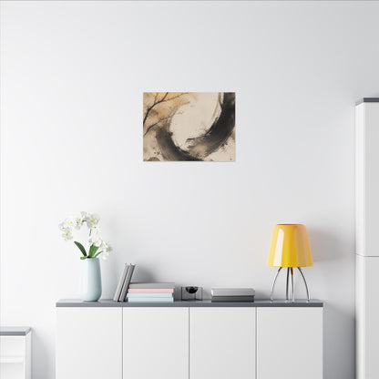 Japandi Ink Brushstroke in Golden Hour | Watercolor Canvas Art