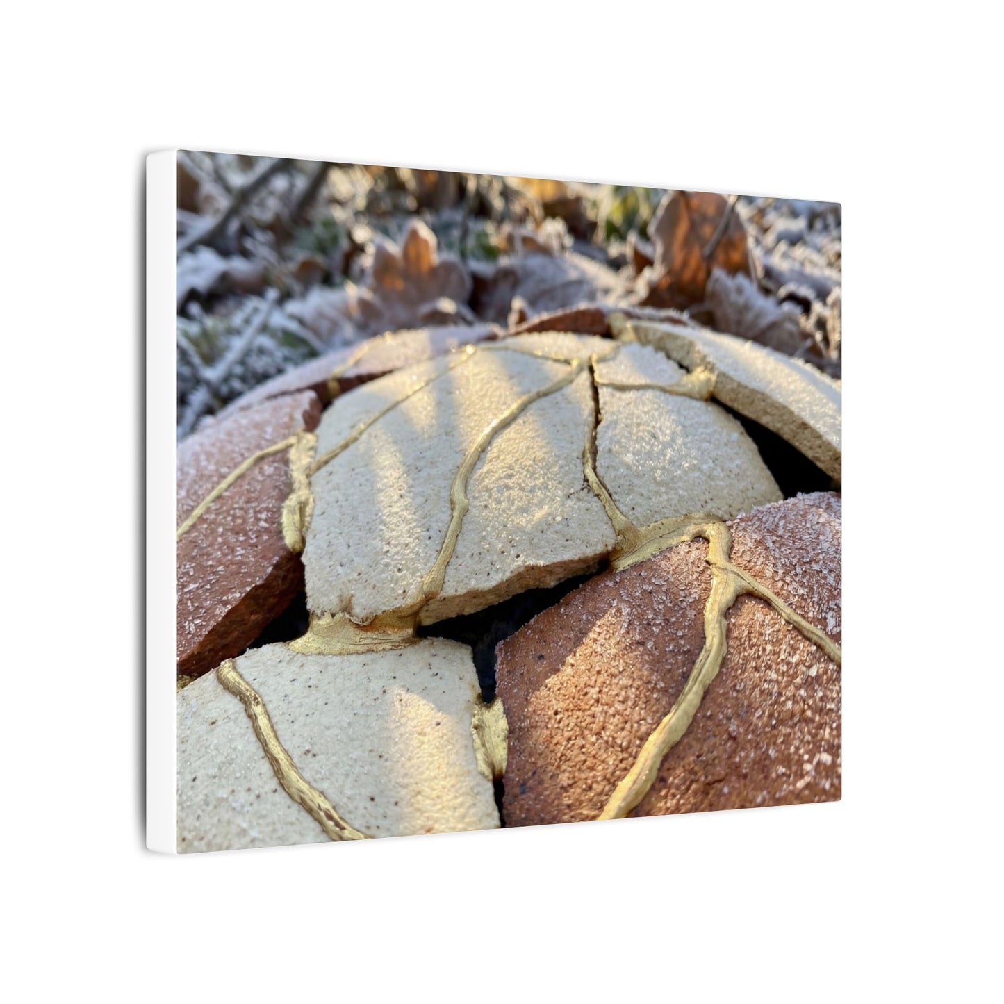 Broken Pottery Crackle Gold Canvas Art | Healing Kintsugi Art