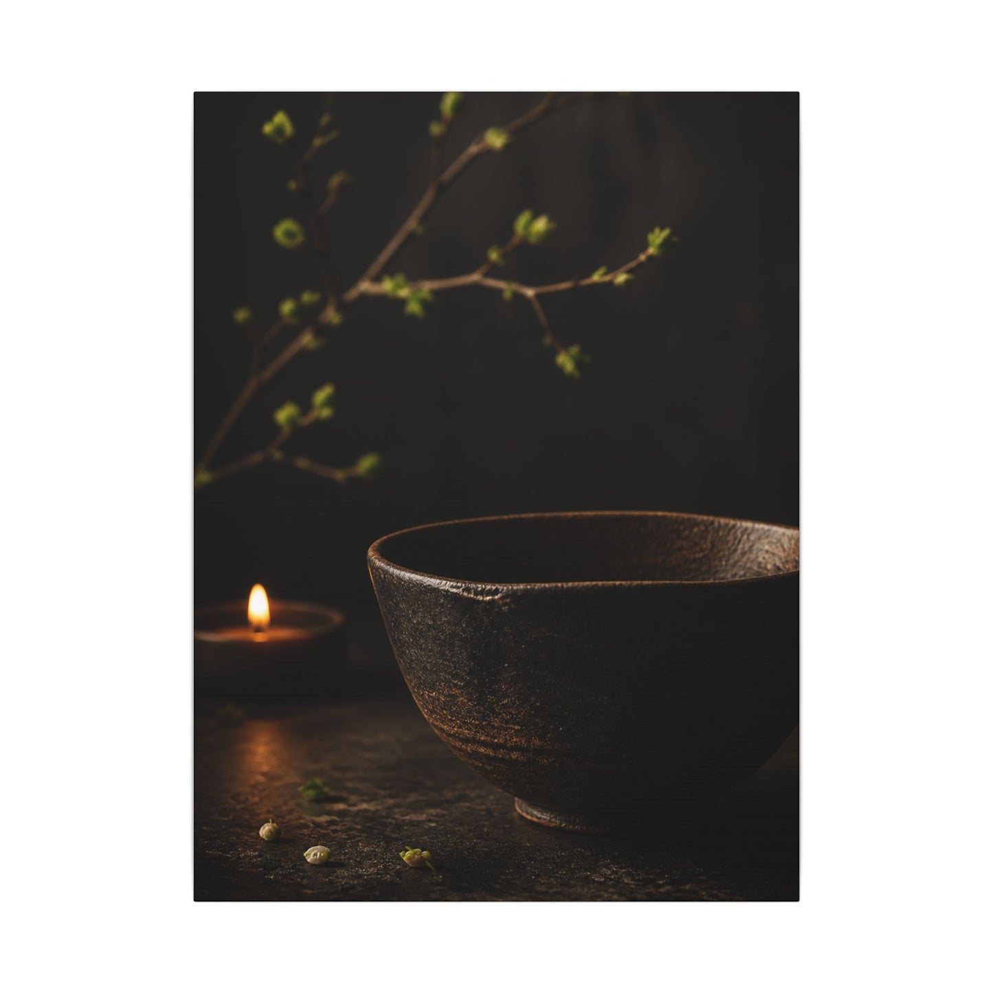 Moody Ceramic Bowl Canvas Art - Shadow Zen Dark Japandi