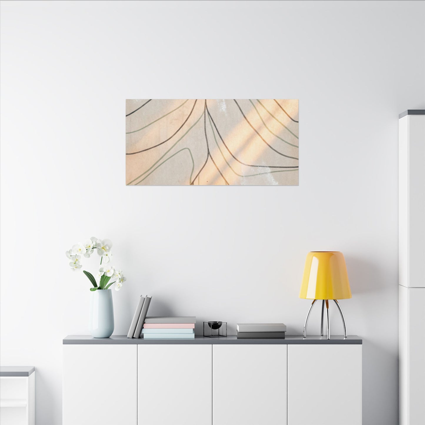 Shoji Screen Minimal Line Canvas Art | Warm Japandi Art