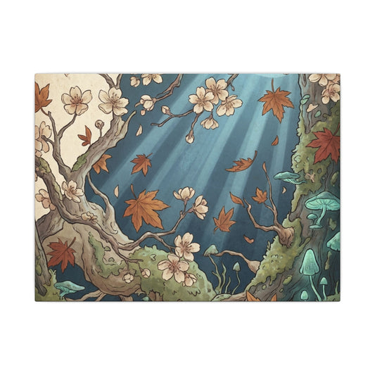 Nostalgic Cherry Blossom Canvas Art - Forest Whimsy Cottagecore Art Print