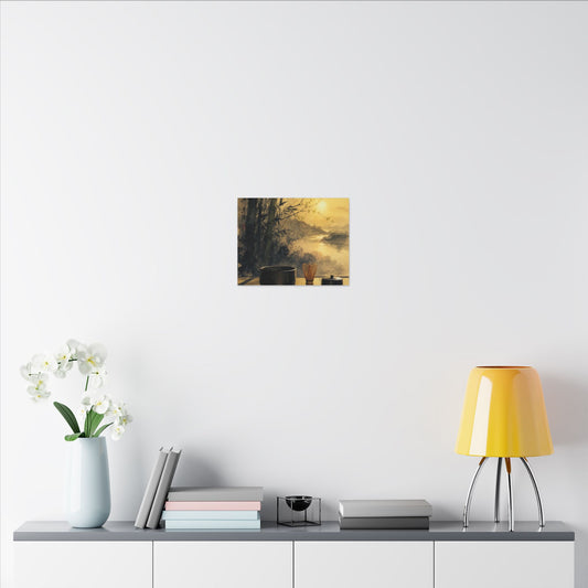 Tea Ceremony Sumi E Canvas Art | Contemplative Zen Art