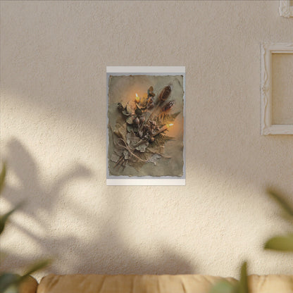 Dried Flowers Texture Canvas Art | Warm Japandi Art