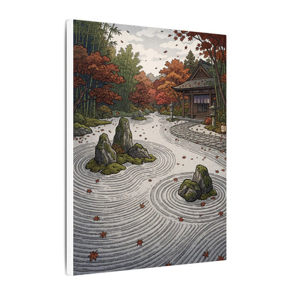 Autumn Rock Garden Ukiyo E Inspired Canvas Art | Peaceful Decor