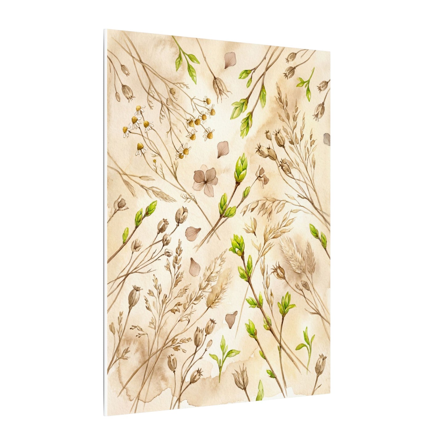 Spring Dried Flowers Watercolor Canvas Art | Earthy Decor