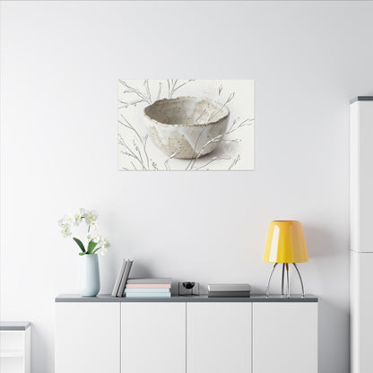 Neutral Ceramic Bowl Canvas Art - Minimal Line Japandi