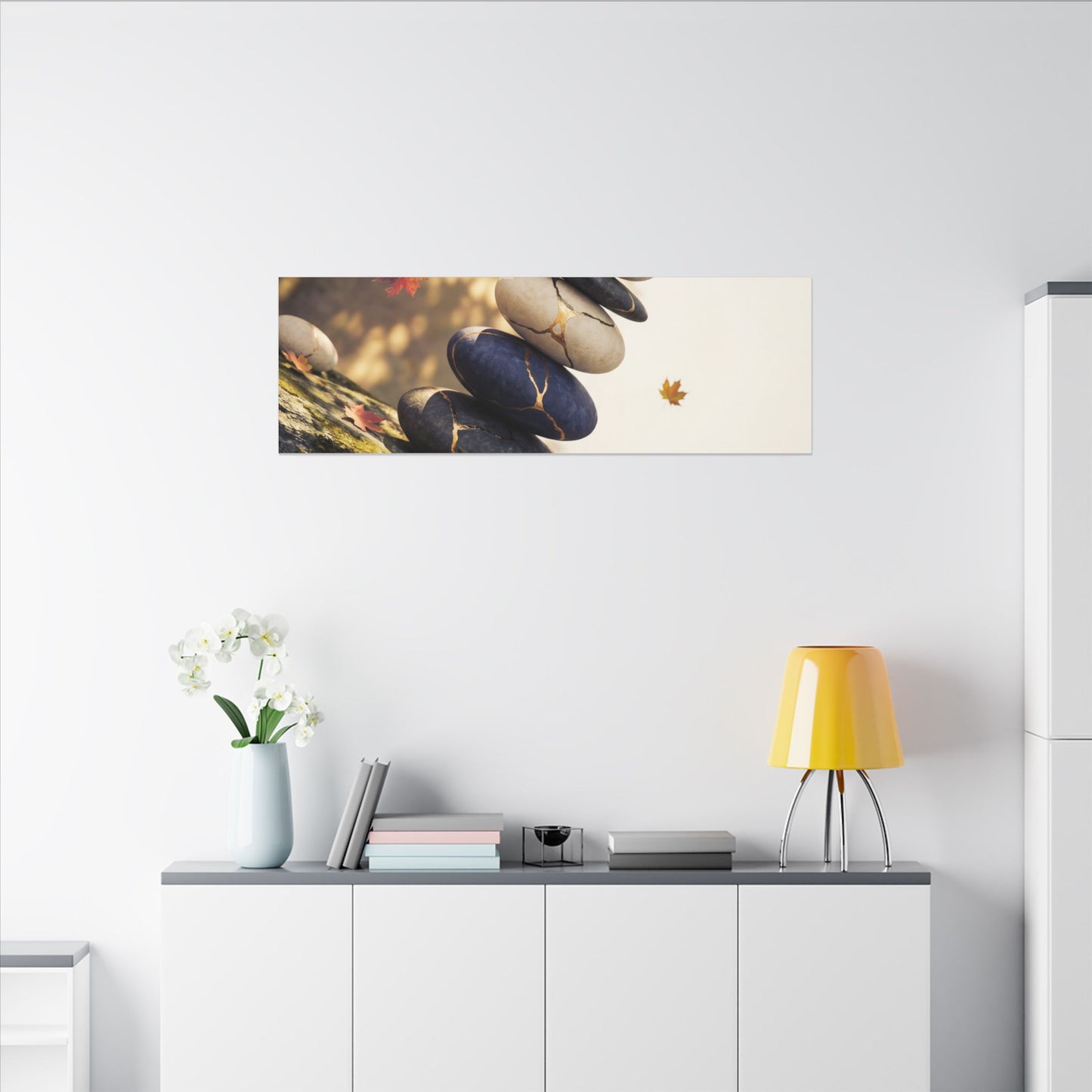 Ma River Stones Canvas Art - Kintsugi Gold Vein