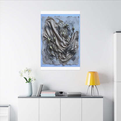 Japandi Silk Drape in Moonlight | Texture Canvas Art