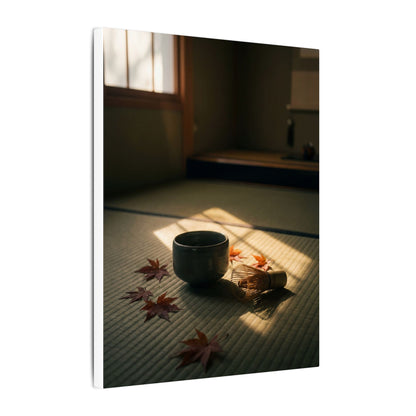 Dark Japandi Tea Ceremony in Golden Hour | Moody Minimal Canvas Art