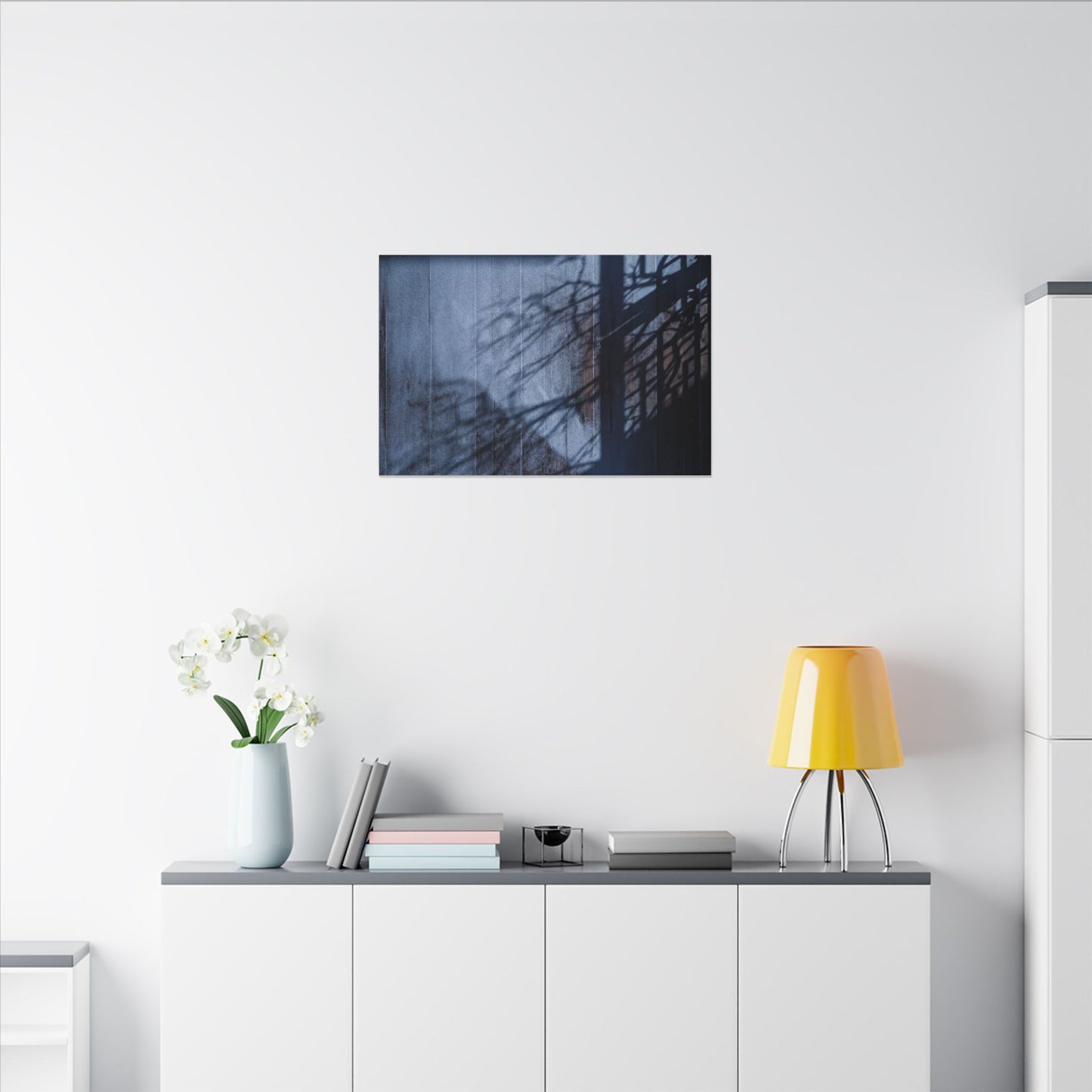 Shadow Play Moody Minimal Canvas Art | Moody Dark Japandi Art