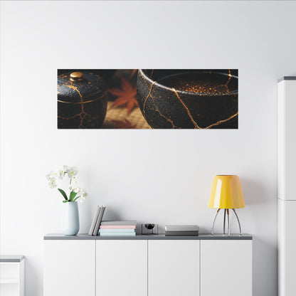 Seijaku Tea Ceremony Canvas Art - Kintsugi Gold Repair