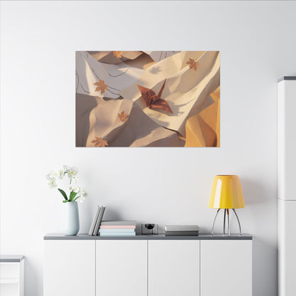 Autumn Paper Fold Minimal Line Canvas Art | Cozy Decor