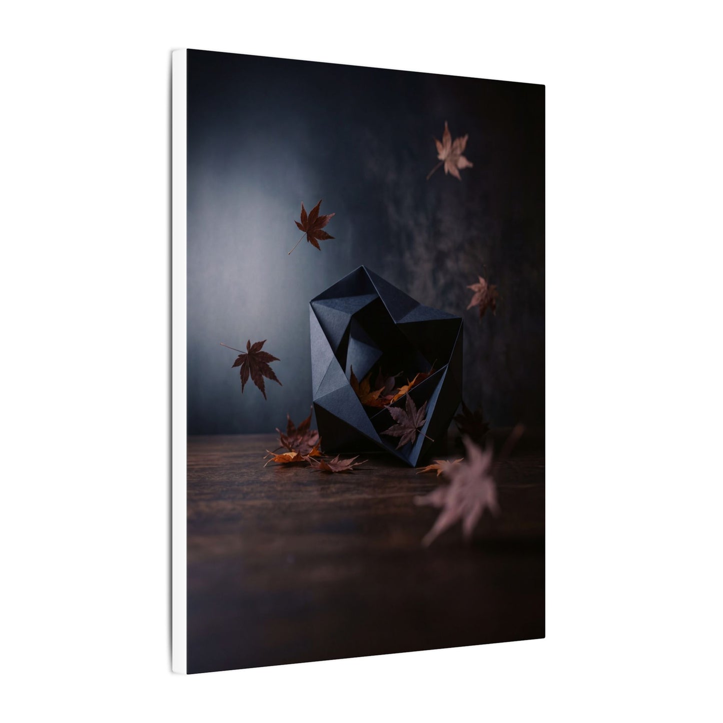 Dark Japandi Paper Fold in Dawn | Shadow Zen Canvas Art