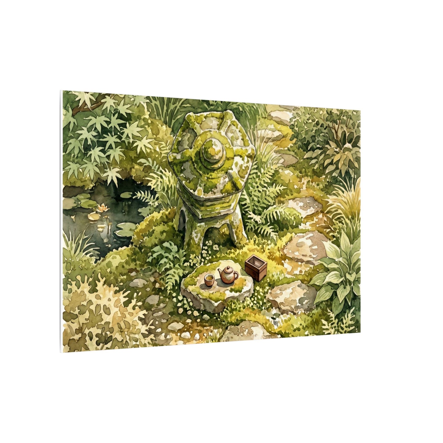 Datsuzoku Stone Lantern Canvas Art - Japandi Watercolor