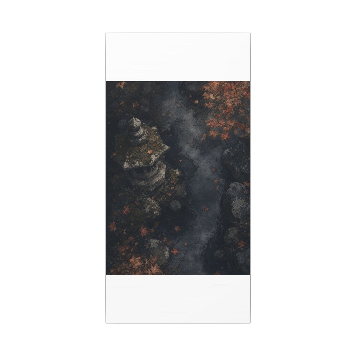 Stone Lantern Canvas Art | Autumn Japandi Texture Art