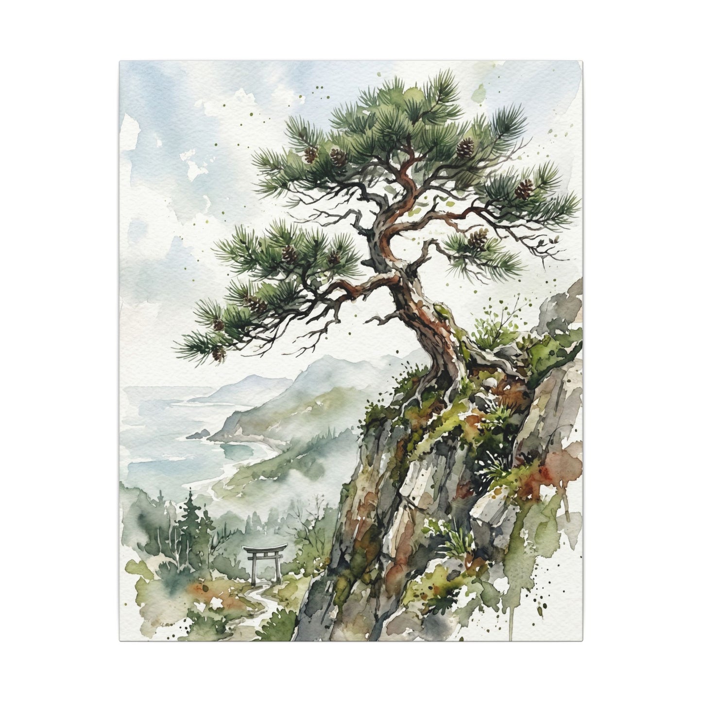 Pine Tree Spring Canvas Art | Japandi Neutral Design