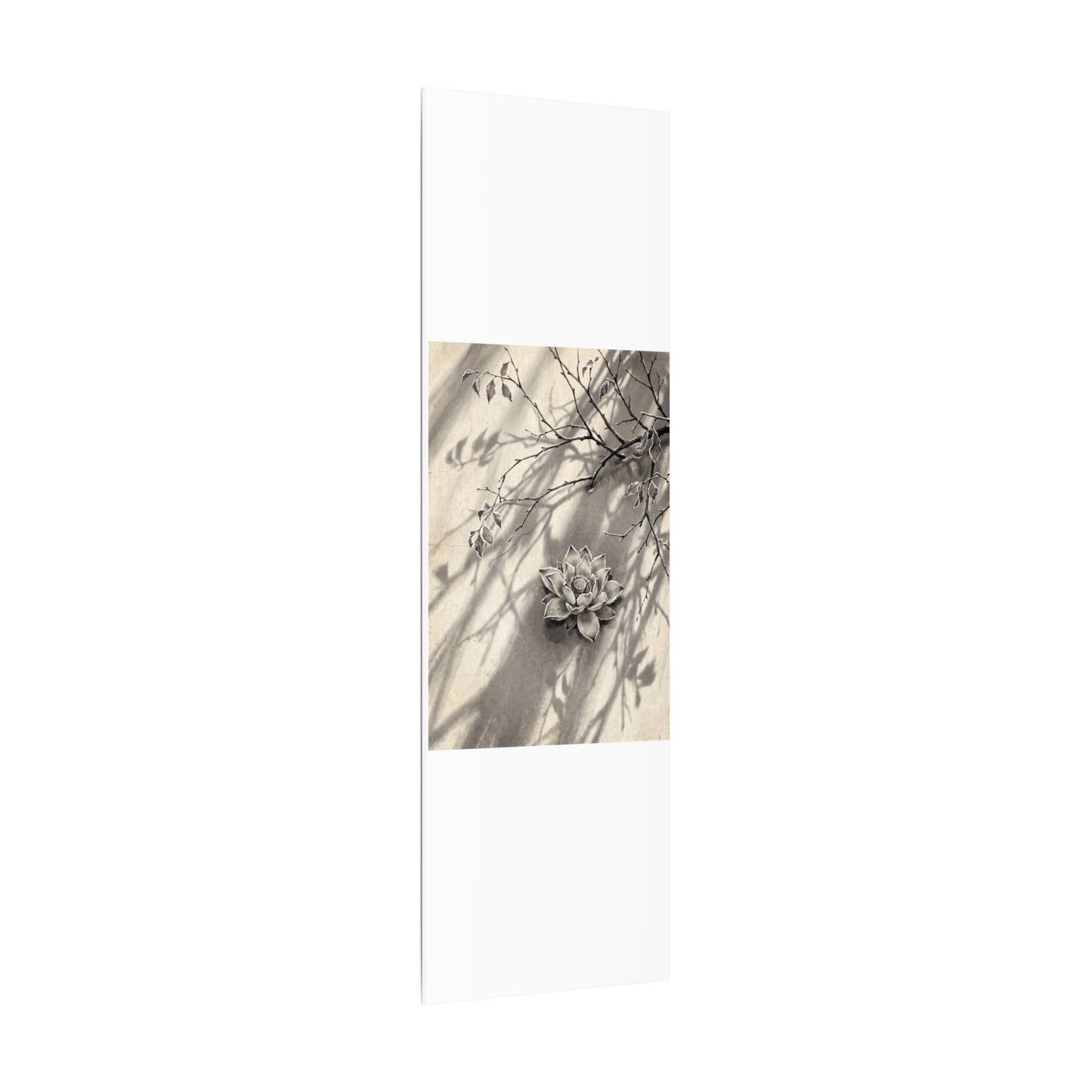 Winter Lotus Flower Sumi E Canvas Art | Contemplative Decor