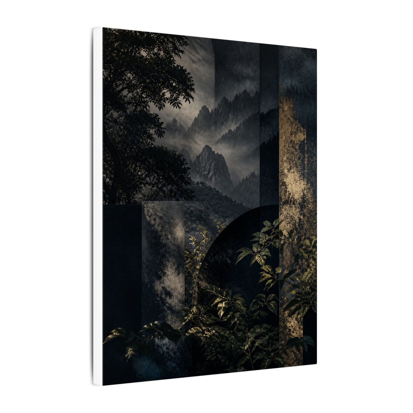 Mountain Mist Summer Canvas Art | Dark Japandi Atmospheric Design