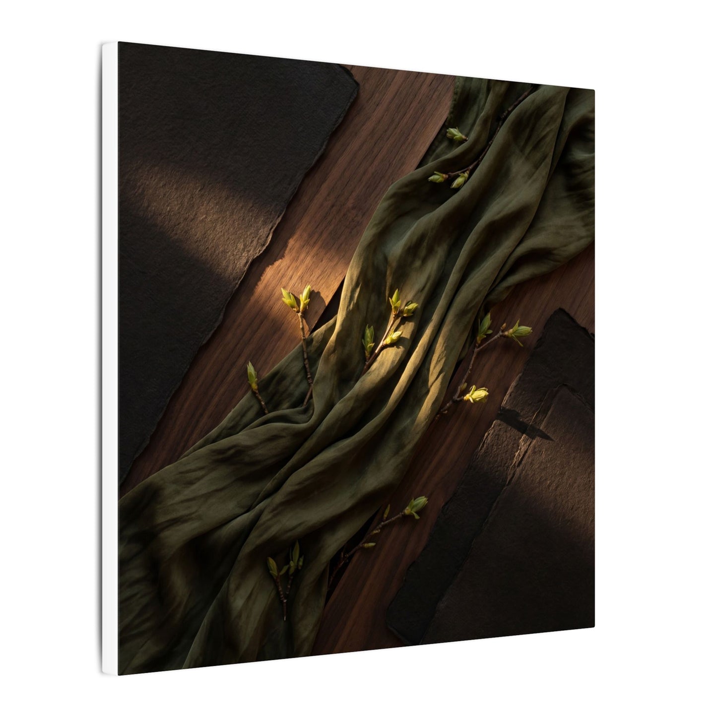 Silk Drape Canvas Art | Spring Dark Japandi Dark Texture Art