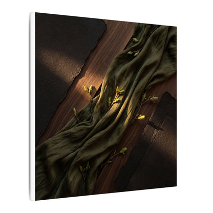 Silk Drape Canvas Art | Spring Dark Japandi Dark Texture Art