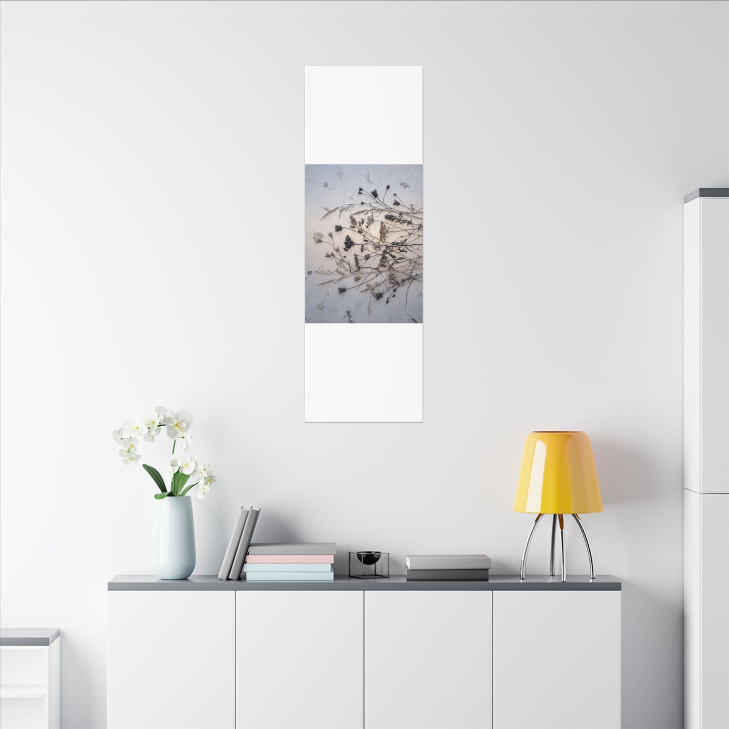Elegant Dried Flowers Canvas Art - Japanese Pattern Japandi