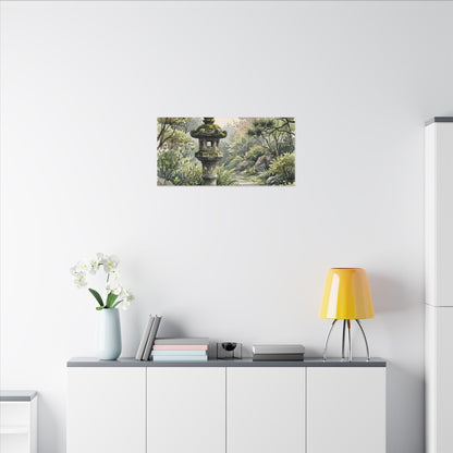 Neutral Stone Lantern Canvas Art - Watercolor Japandi