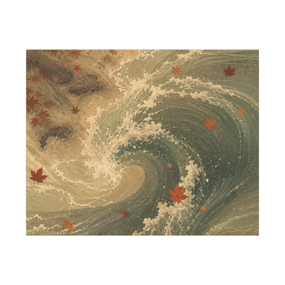 Japandi Ocean Wave in Candlelight | Japanese Pattern Canvas Art