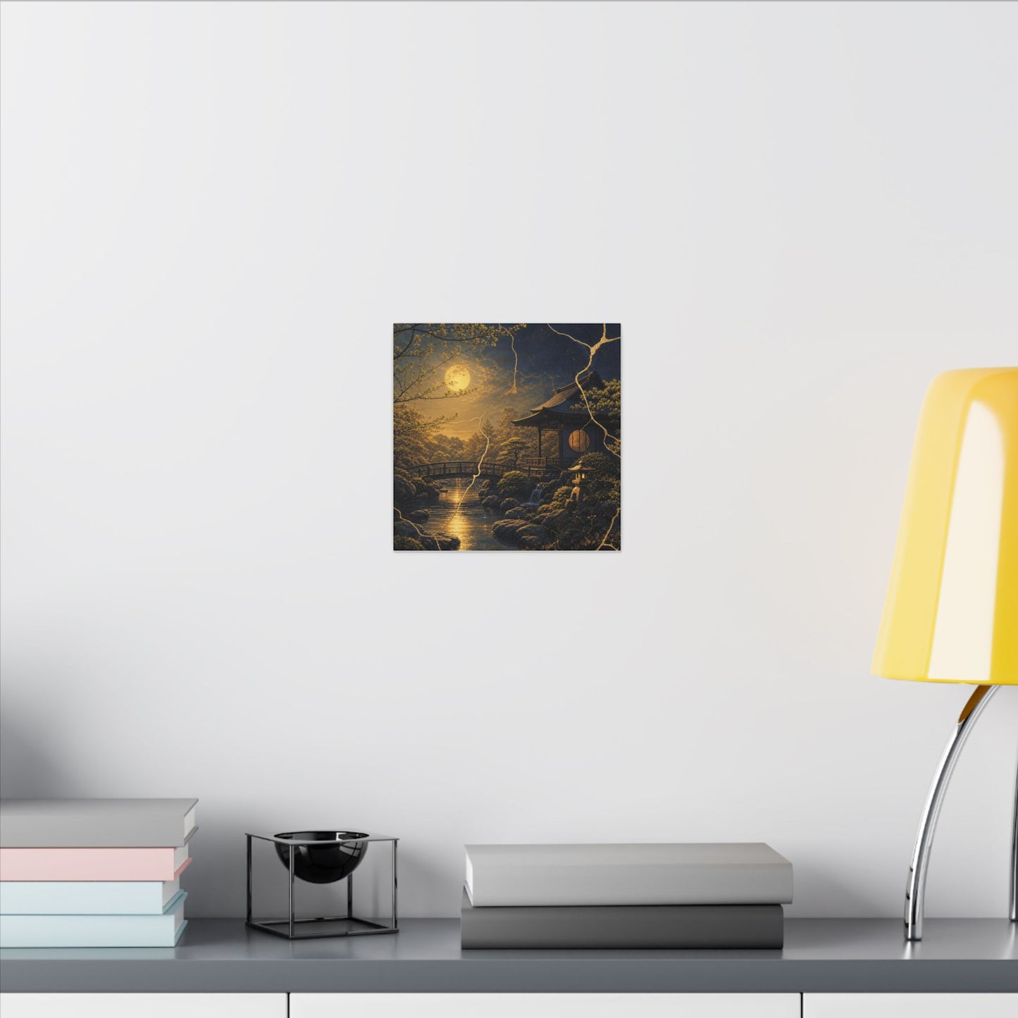 Spring Moonlit Garden Gold Vein Canvas Art | Resilient Decor