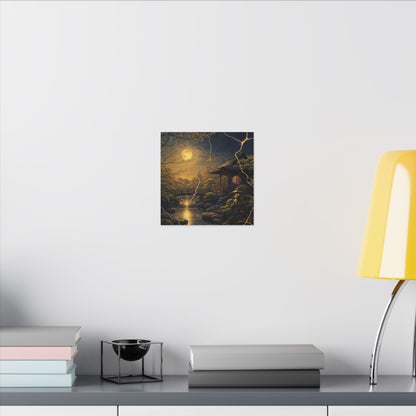 Spring Moonlit Garden Gold Vein Canvas Art | Resilient Decor