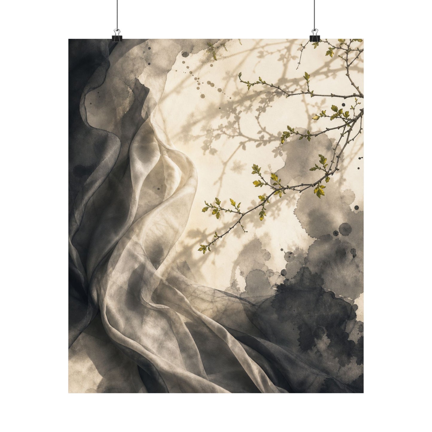 Silk Drape Spring Wall Art Print | Japandi Earthy Design
