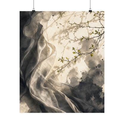 Silk Drape Spring Wall Art Print | Japandi Earthy Design
