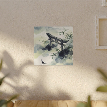 Torii Gate Sumi E Canvas Art | Serene Zen Art