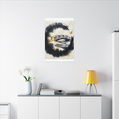 Autumn Ink Brushstroke Karesansui Canvas Art | Peaceful Decor