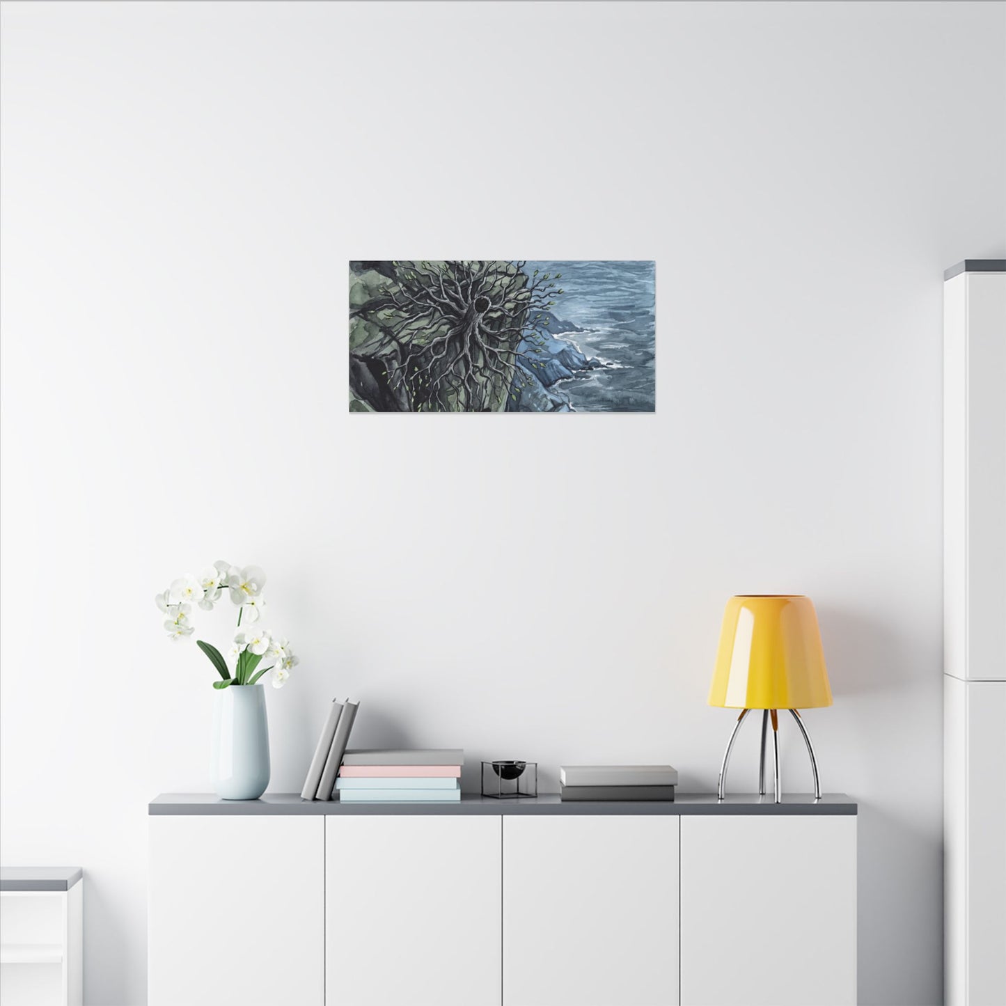 Pine Tree Spring Canvas Art | Japandi Neutral Design