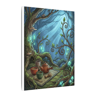 Spring Tea Ceremony Forest Whimsy Canvas Art | Cozy Decor