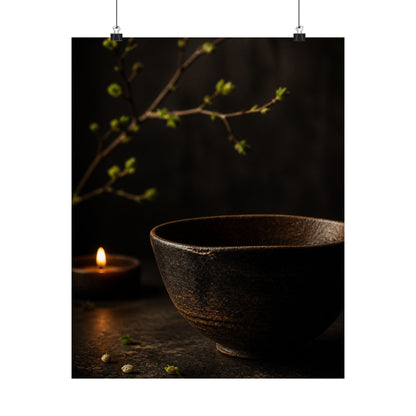 Spring Ceramic Bowl Shadow Zen Wall Art Print | Atmospheric Decor