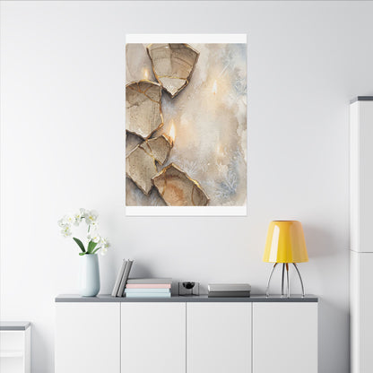 Broken Pottery Winter Canvas Art | Japandi Warm Design