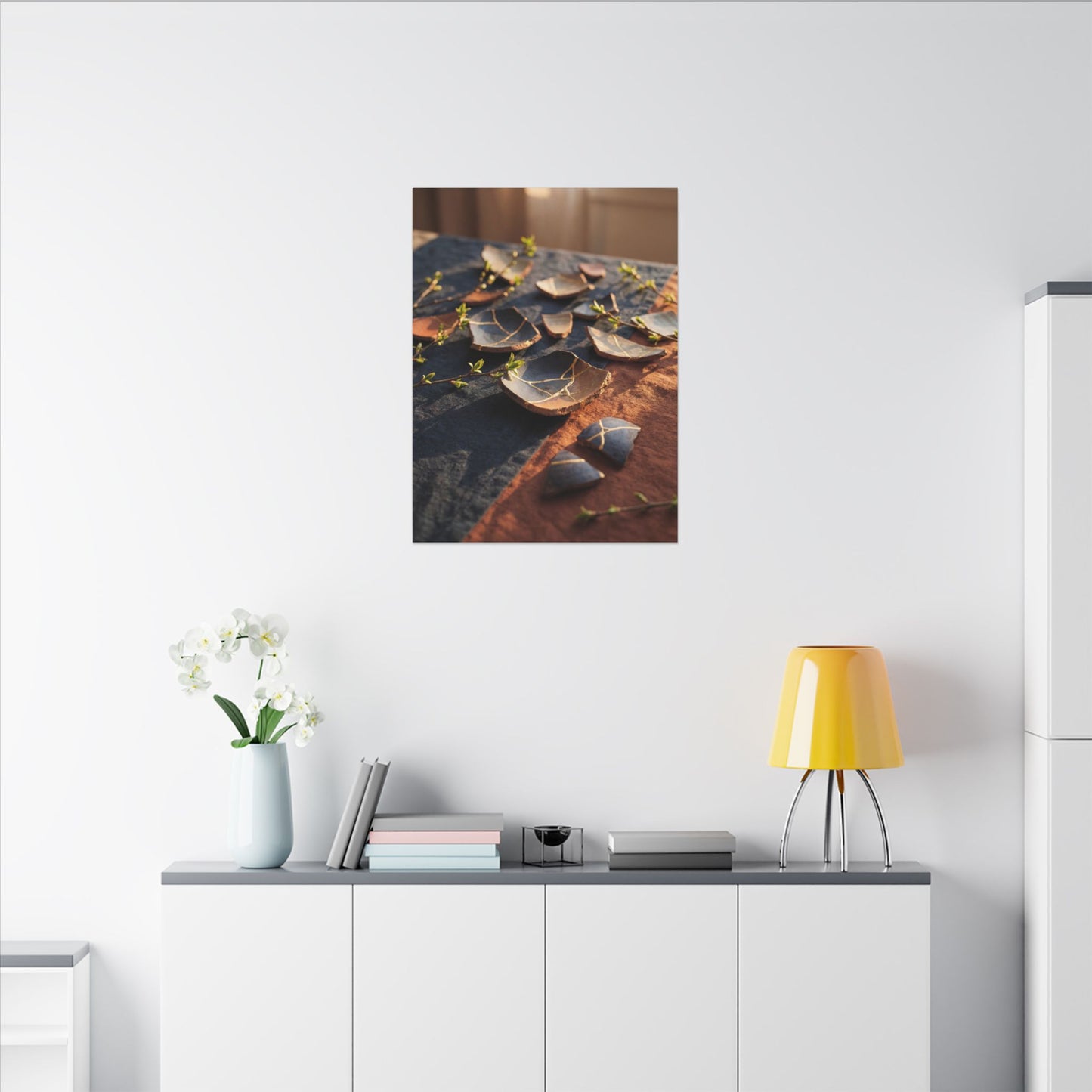 Spring Broken Pottery Gold Vein Canvas Art | Philosophical Decor