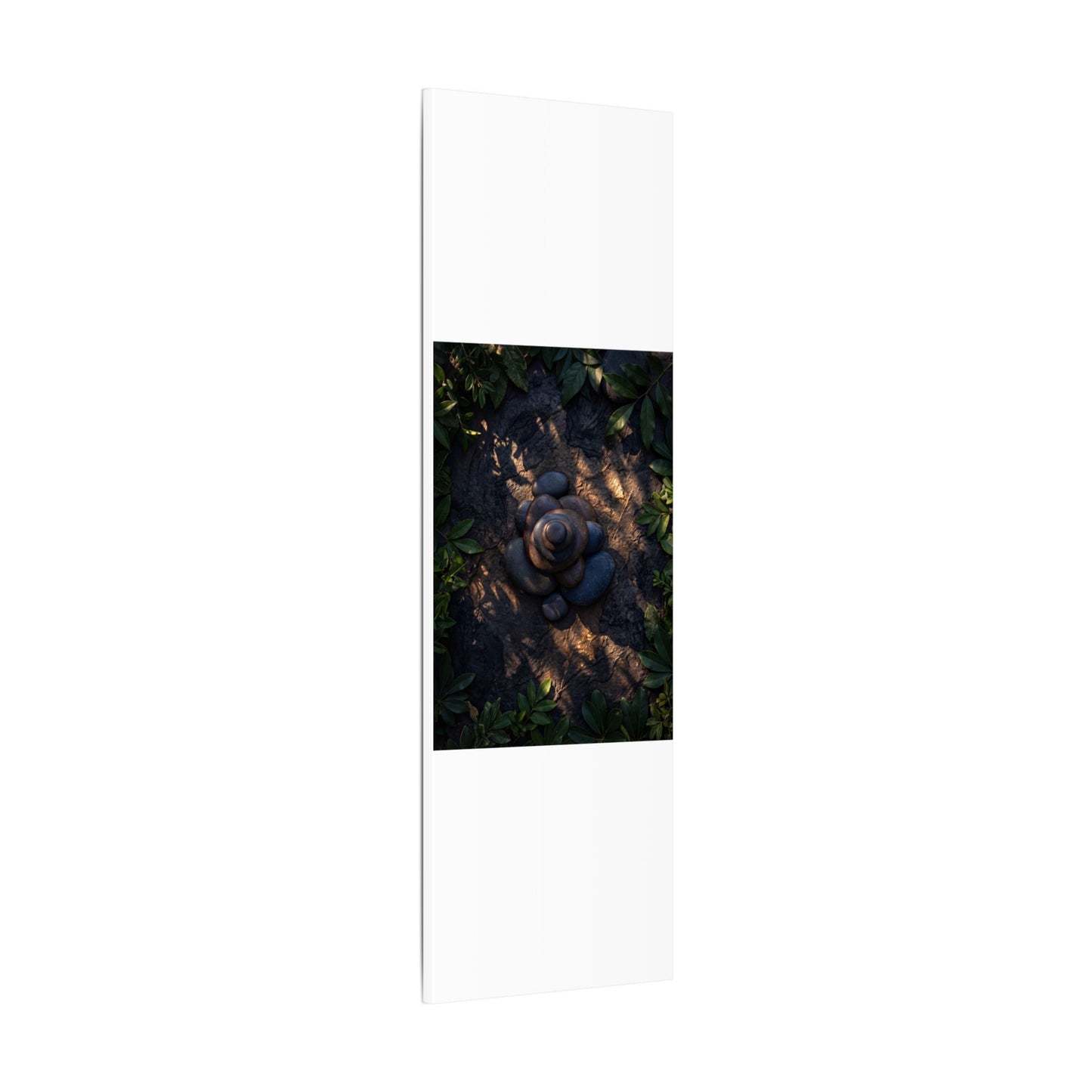 Ma River Stones Canvas Art - Dark Japandi Dark Texture