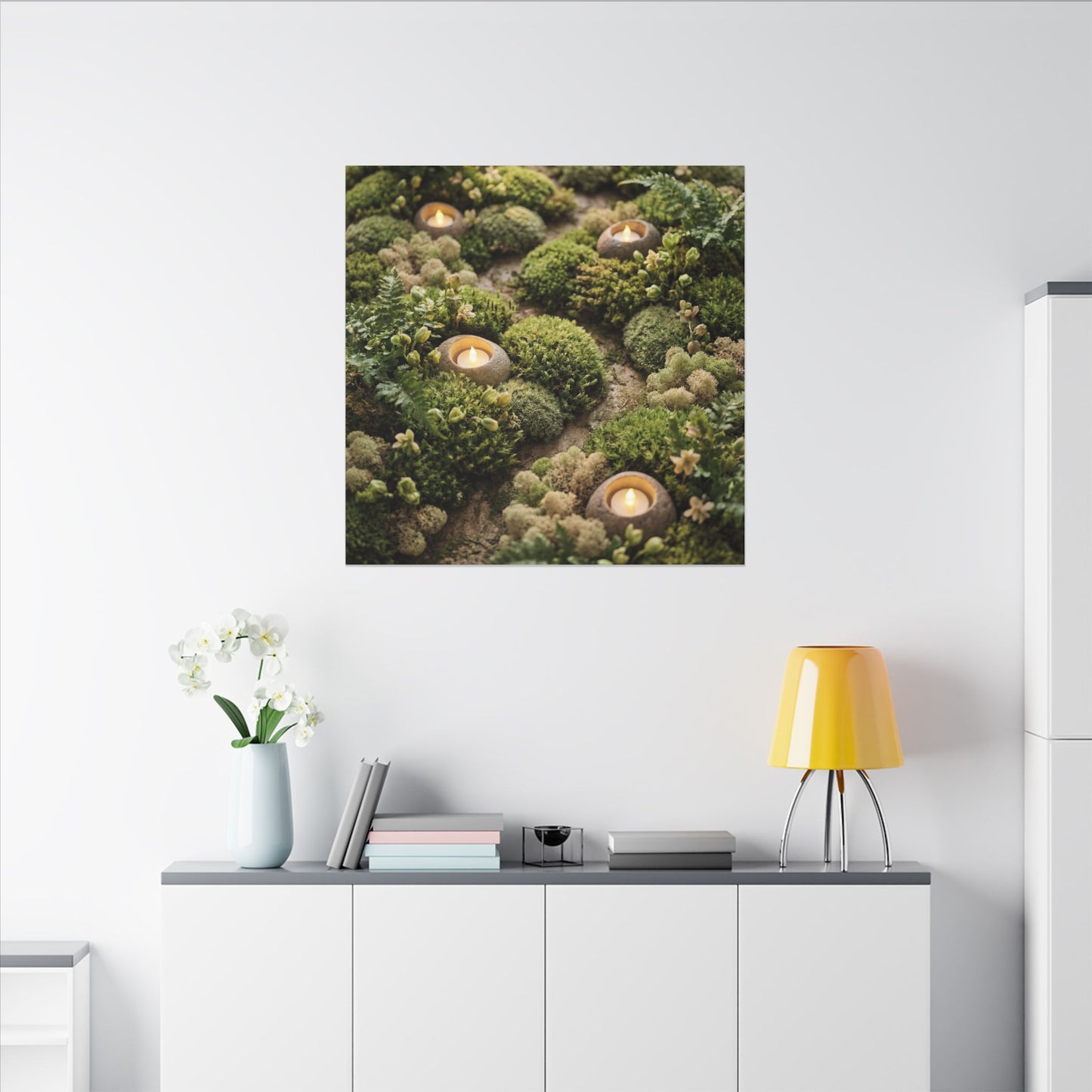 Moss Close Up Japanese Pattern Canvas Art | Neutral Japandi Art