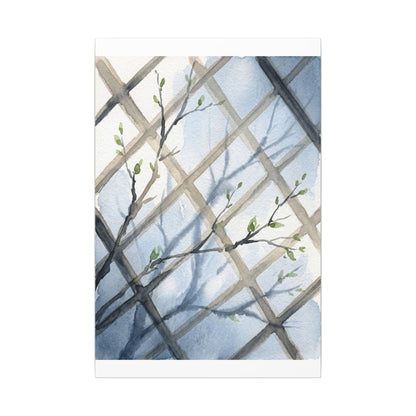 Shoji Screen Canvas Art | Spring Japandi Watercolor Art