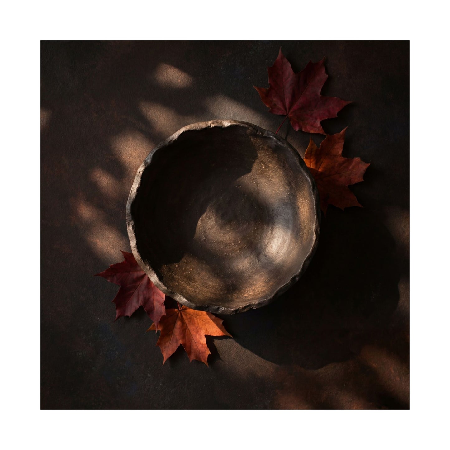 Ceramic Bowl Wall Art Print | Autumn Dark Japandi Dark Texture Art
