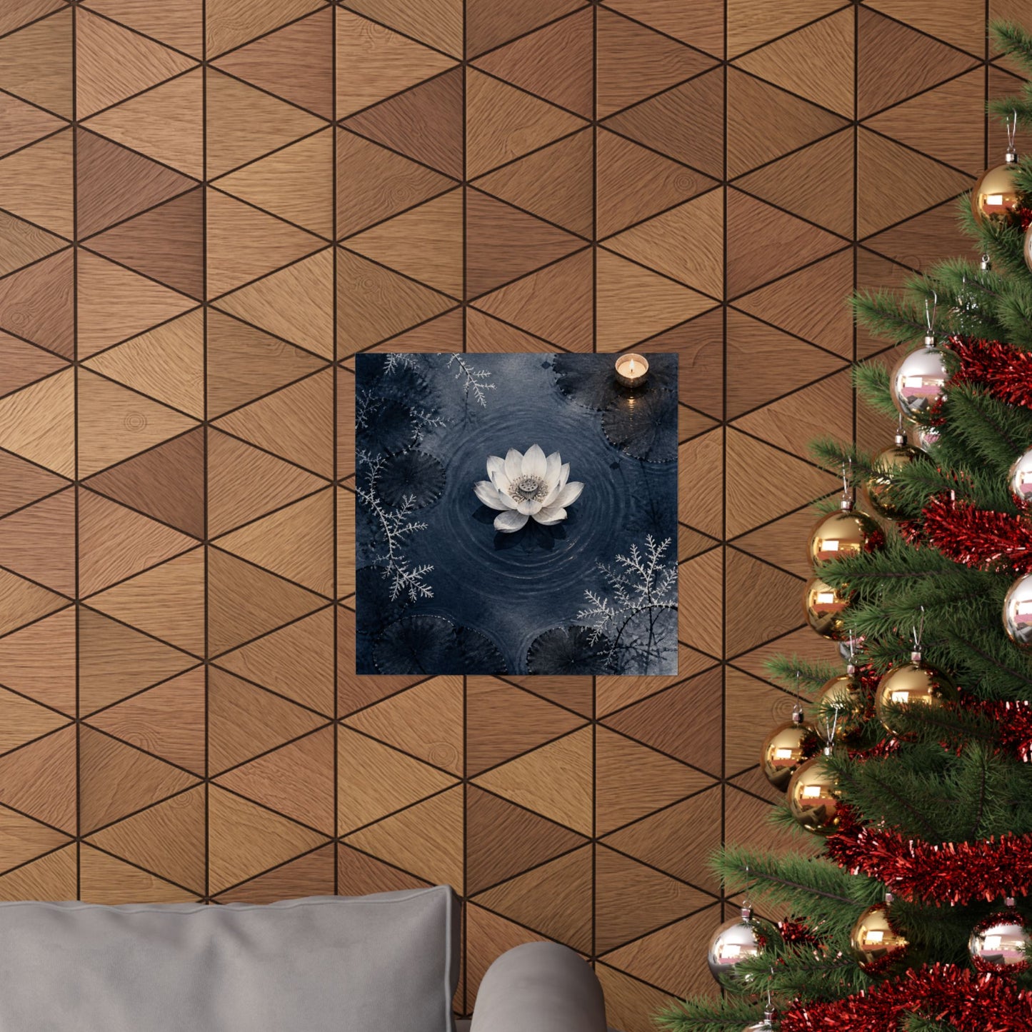 Lotus Flower Wall Art Print | Winter Zen Sumi E Art
