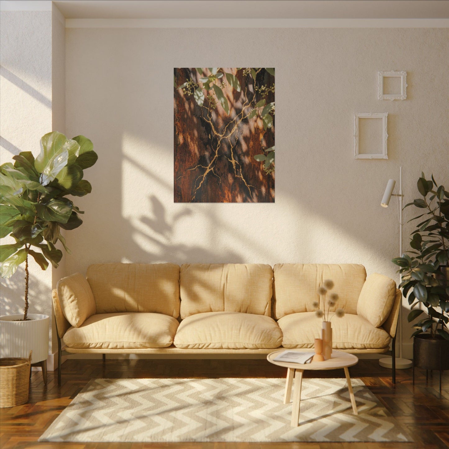 Kanso Rust Patina Canvas Art - Kintsugi Gold Vein