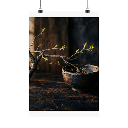 Ceramic Bowl Spring Wall Art Print | Dark Japandi Sophisticated Design Art Print