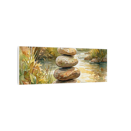 River Stones Summer Canvas Art | Japandi Cozy Design