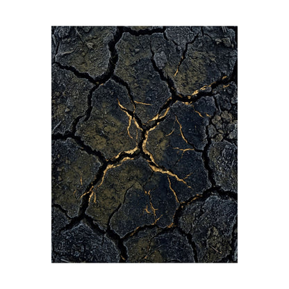 Cracked Earth Winter Wall Art Print | Dark Japandi Moody Design