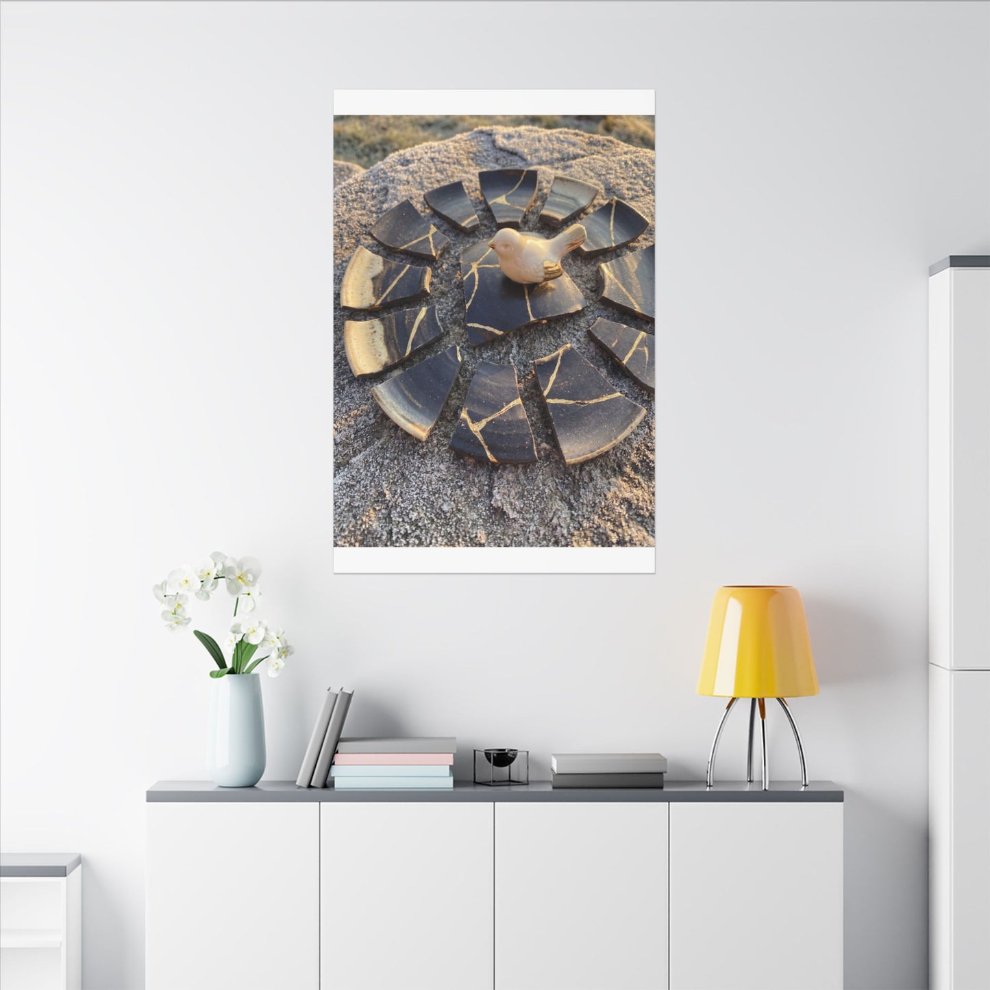 Golden Hour Broken Pottery Canvas Art - Kintsugi Datsuzoku