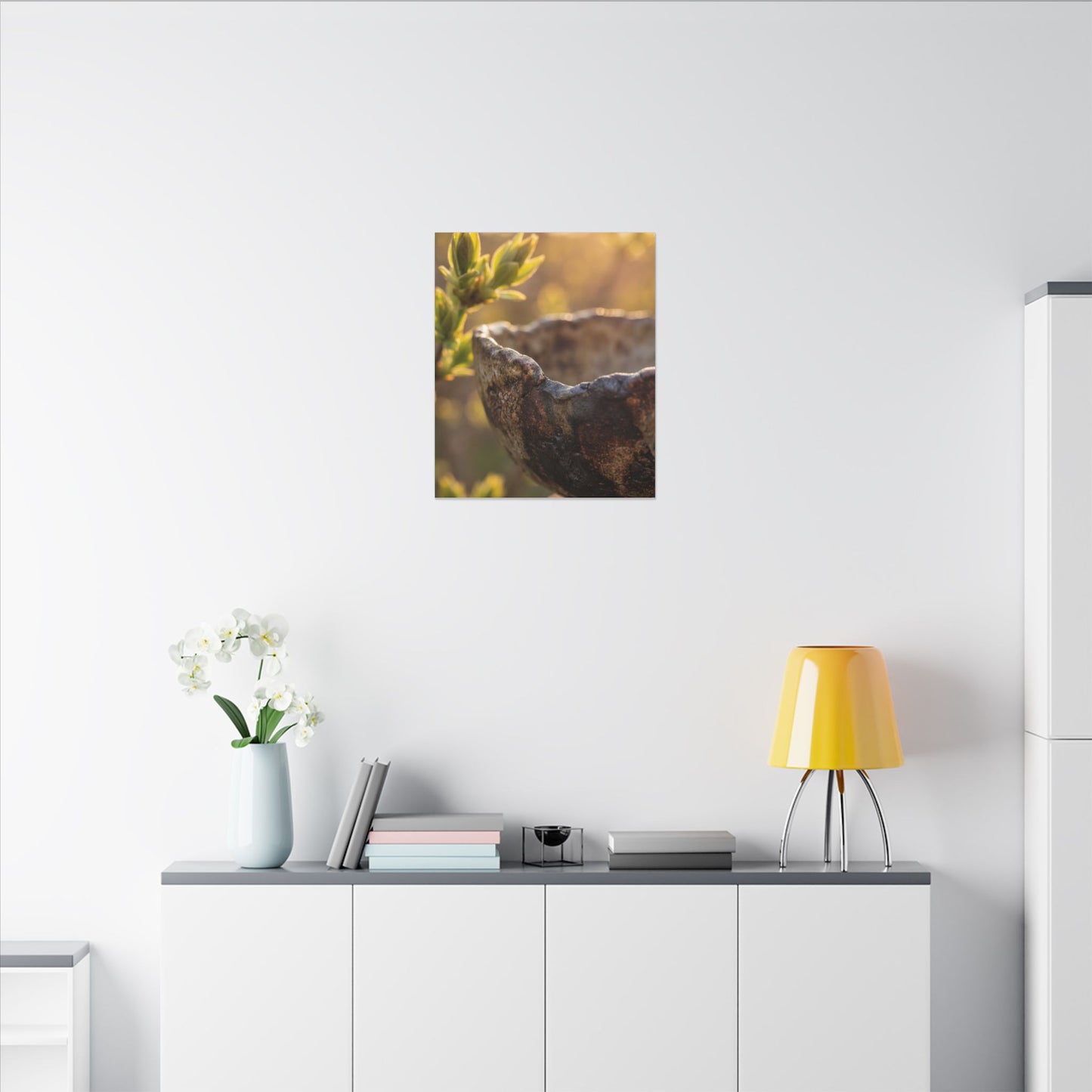 Golden Hour Ceramic Bowl Canvas Art - Dark Japandi Ma